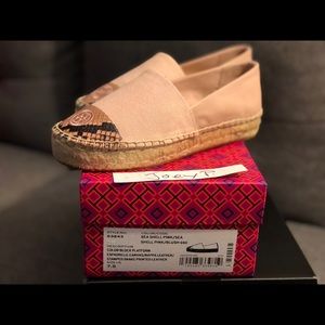 Tory Burch Espadrille Canvas Platform Flats Sz 7.5